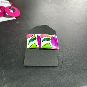 Square Abstract Floral Earrings